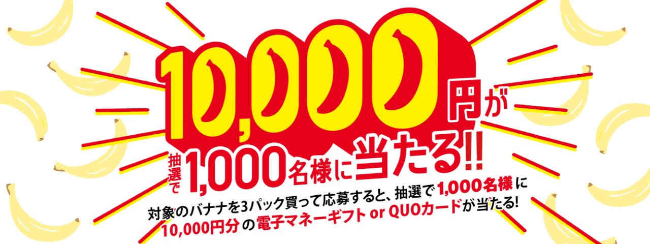 10,000円が抽選で1,000名様に当たる！！